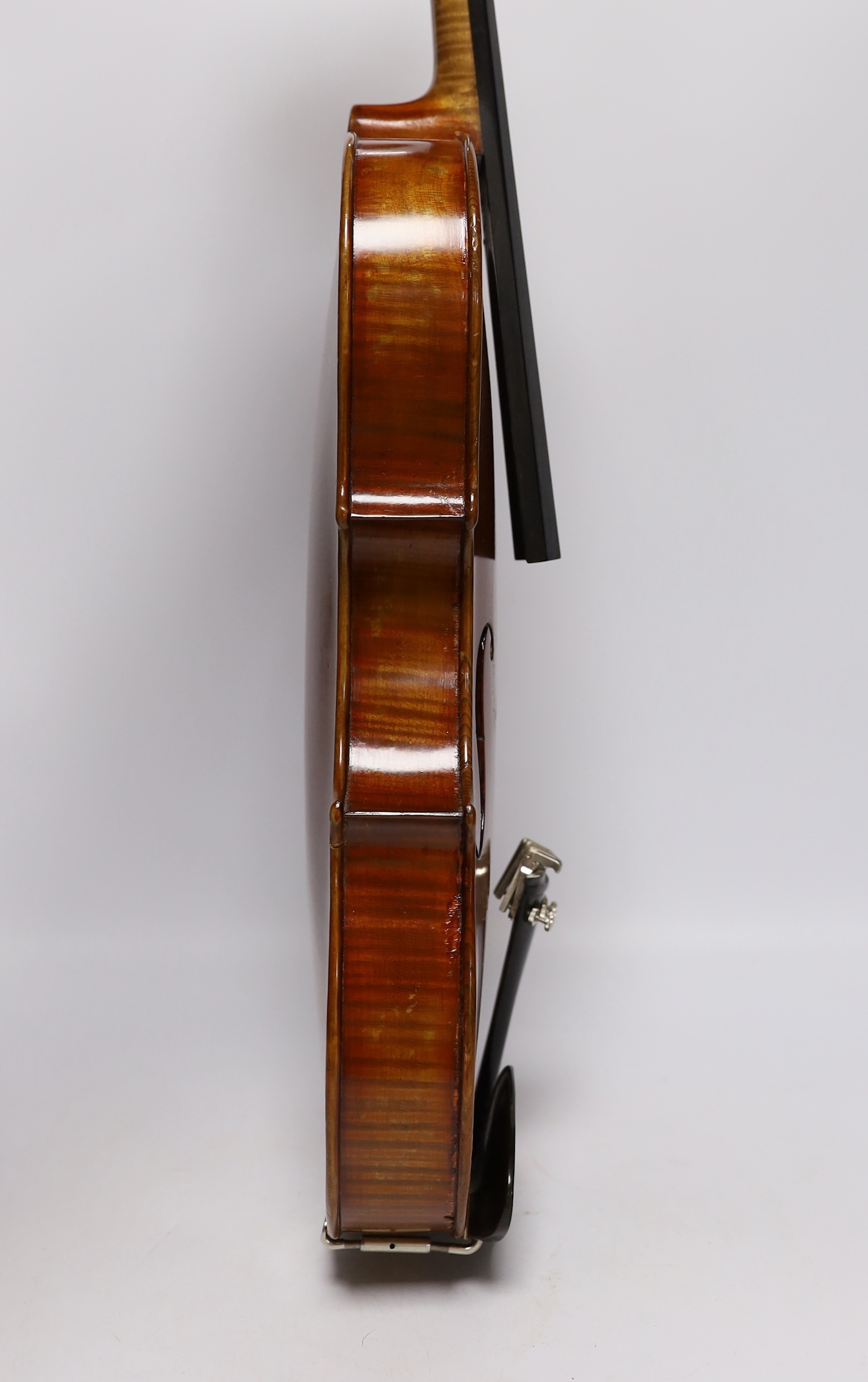 A German viola, labelled Wilhelm Nurnberger, with bow, in case. CITES